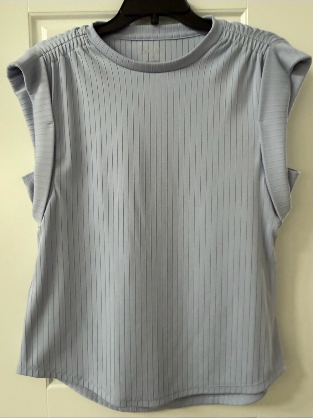 Nine West Light Blue Ribbed Cap-Sleeve Tank